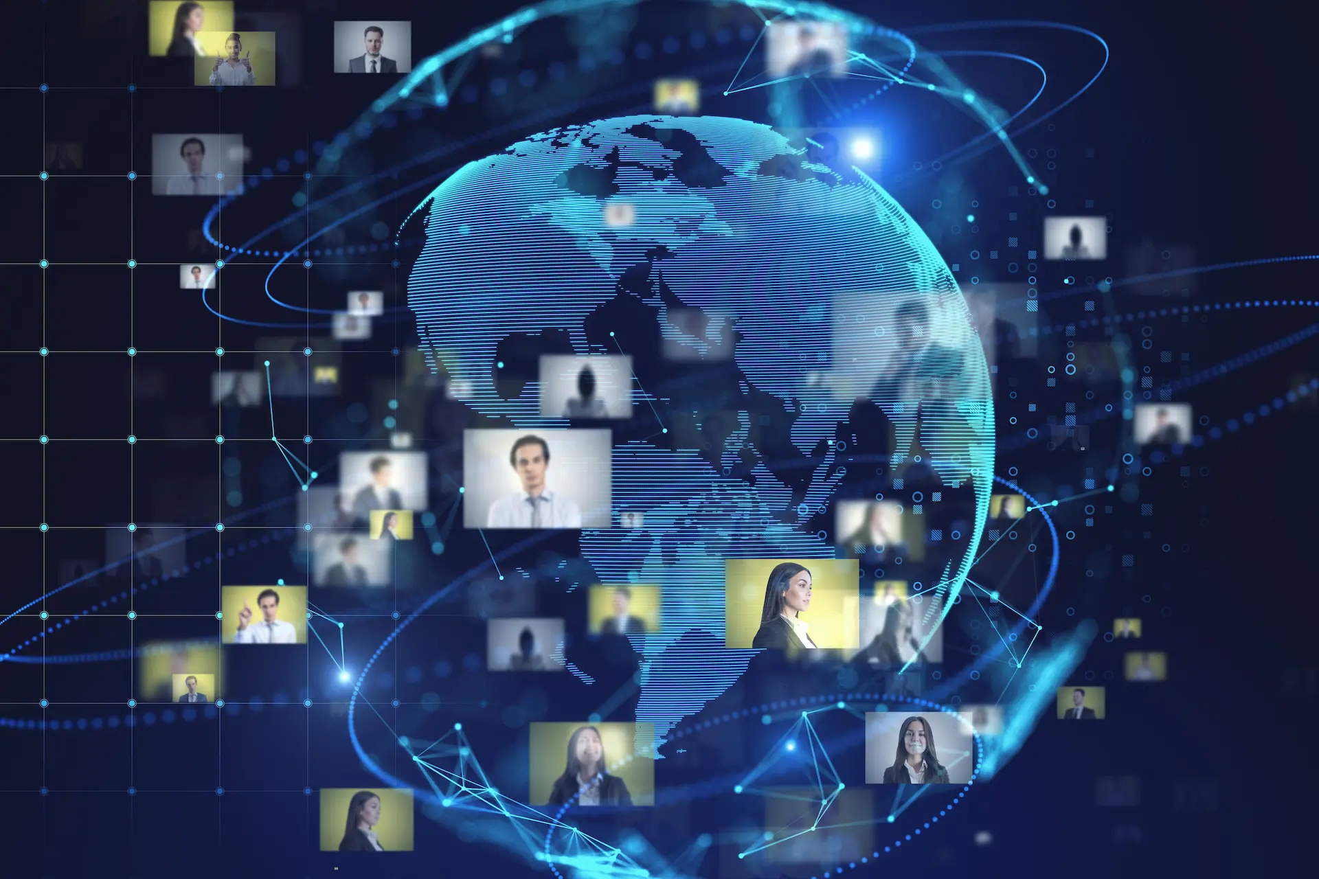 Digital globe with virtual professional network connections